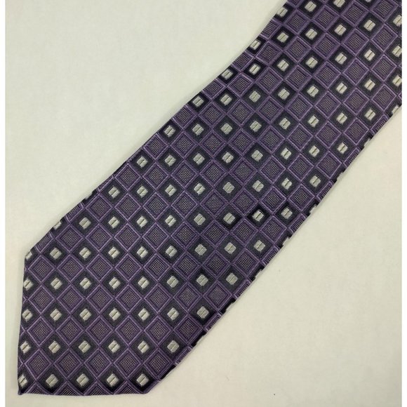 3x Pronto Uomo Men's Neckties ties All Silk Paisley geometric shapes squares - Picture 3 of 16